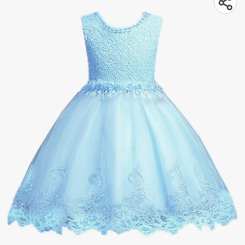 Flower Girl's Floral Embroided Pearl Embellished Evening Dress size 150 or 8/10.